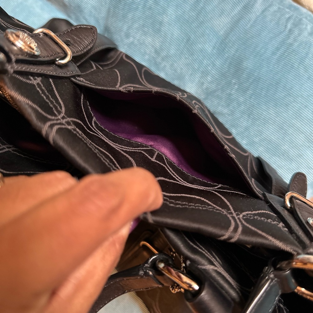 Coach Y2K 15402 Mia Black Signature Satin Shoulder Bag with Silver Accents - Picture 11 of 16